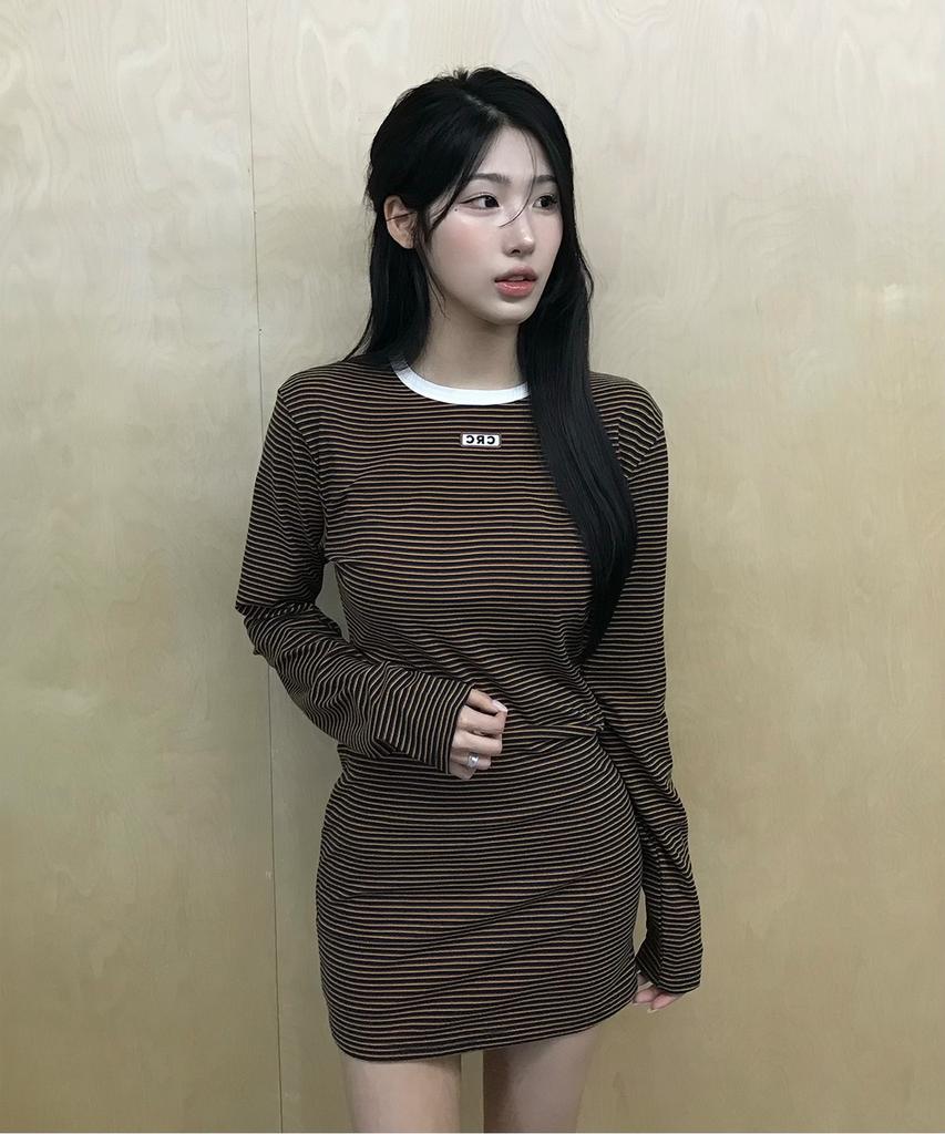 Cotton Rivers Club Striped Mini Dress (Navy)