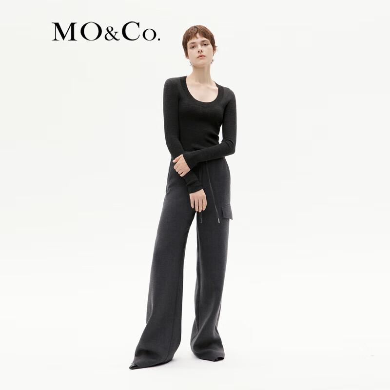 MO&Co. Women's Slim Fit Machine Washable Wool Round Neck Sweater