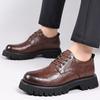2025 Autumn New Youth Round Head Middle Heel Big Head Tooling Men's Casual Daily Leather Shoes 5088 Non-slip