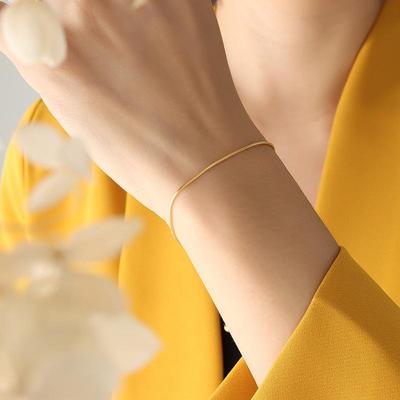 Minimalist Women's 18K Gold Plated Titanium Steel Snake Chain Bracelet with Unique Design