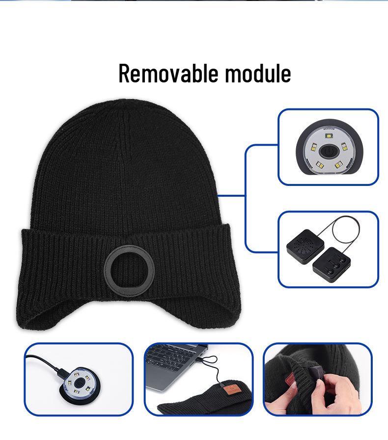 Bluetooth LED Glowing Music Hat - Wireless, Colorful, Rechargeable, Perfect for Holiday Performances