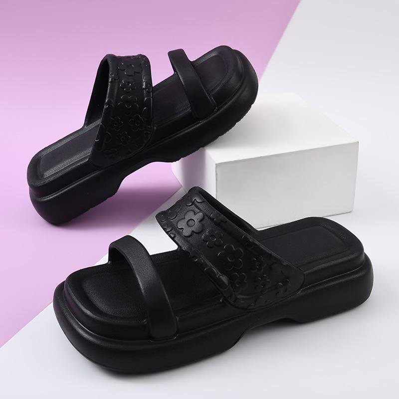Two Women with Sandals Fashion Trend Heightened Platform Eva Household Slippers Summer Wear Non-slip Beach Sandals