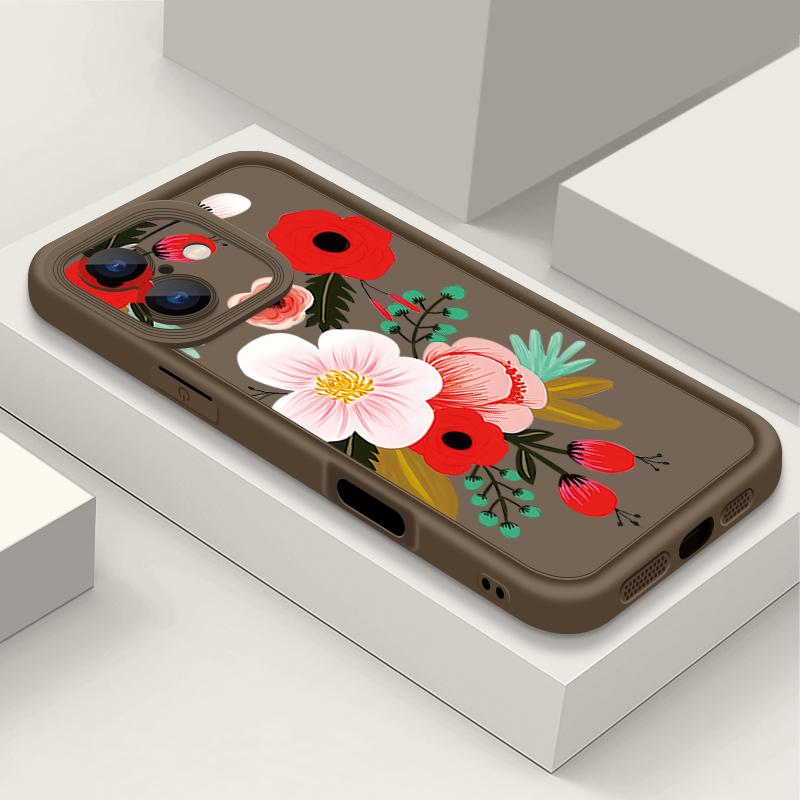 For iPhone 16 Case Cartoon Flower Pattern Shockproof TPU Silicone Soft Cover For iPhone 13 14 15 Pro Max 12 11 iPhone 16 Pro Max Funda