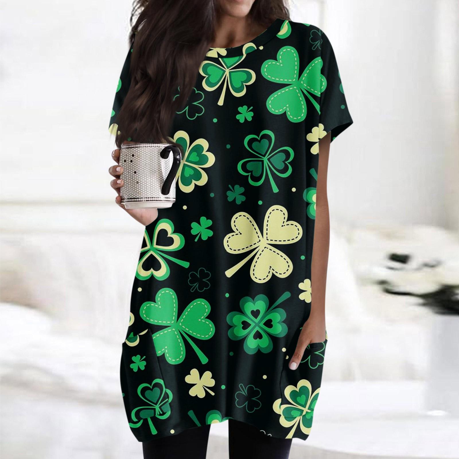 

Женская футболка с круглым вырезом, короткими рукавами и карманом, с принтом ко Дню Святого Патрика, топы классического кроя L