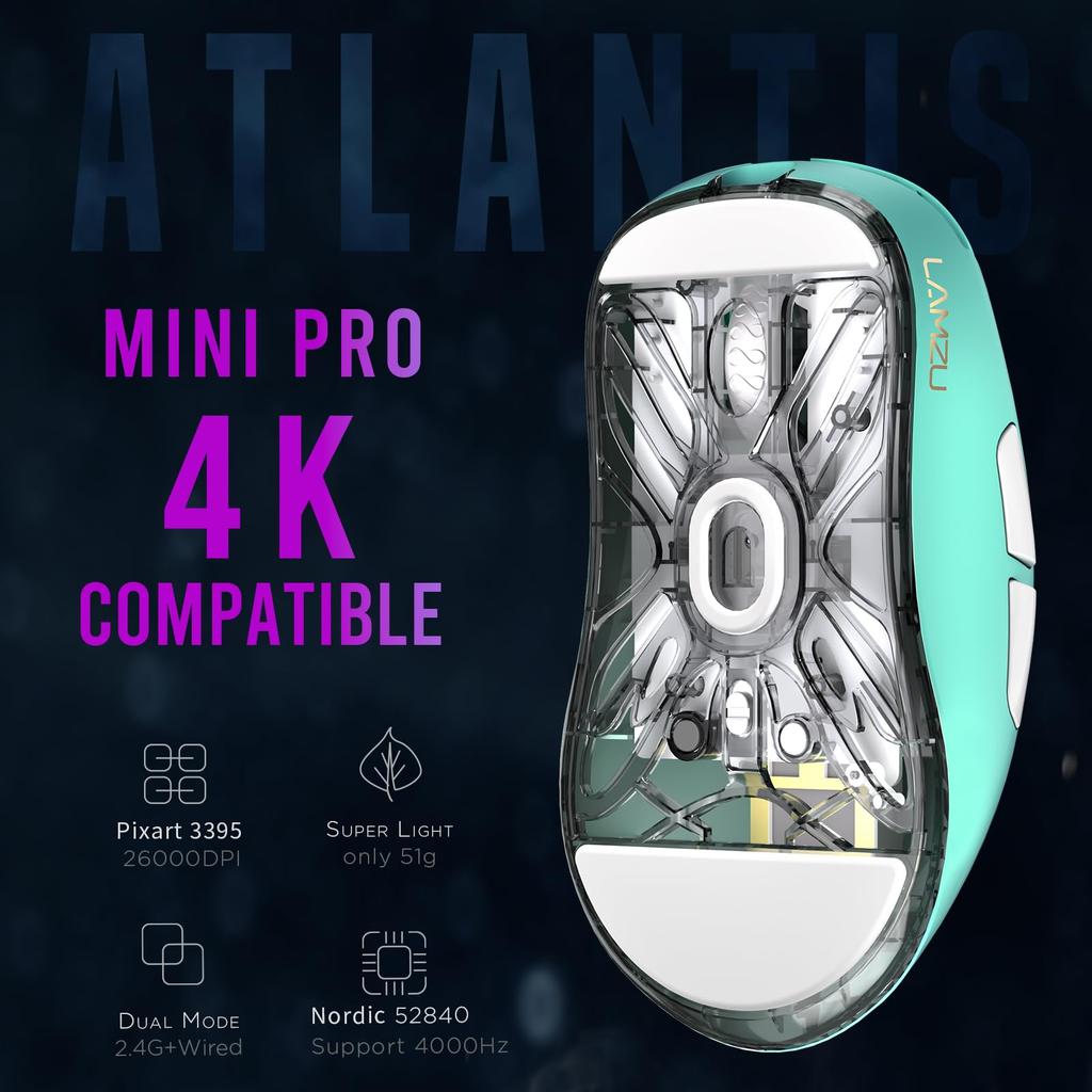 Lamzu Atlantis Mini Pro Gaming Elegant Amazon 1 Set of Extra Japan Authorized Dealer Warranty Mouse, Blue, Exclusive, Soles,