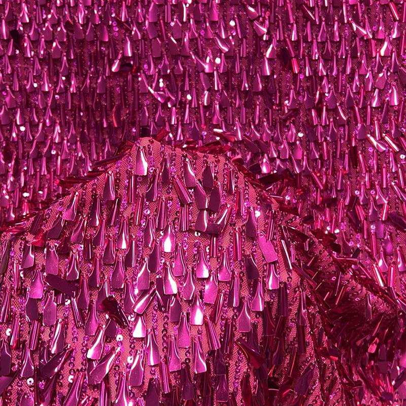 Sequined Embroidery Fabric Sparkly Stretch Stage Costume DIY Dance Dress Fabric by Yard Clothing Evening Gown Sewing Material