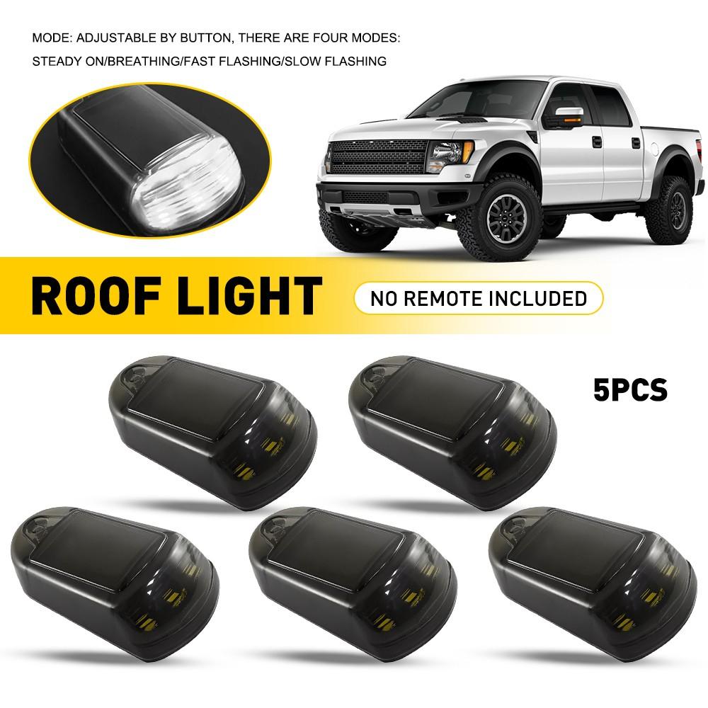 5pcs Wireless Solar Cab Lights Punch Free LED Roof Lamps Cold White Waterproof