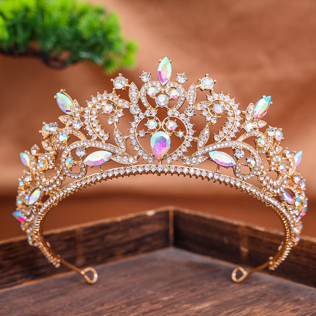 European and American Bride Baroque Crown Headwear Rhinestone Princess Crown Hair Accessories Wedding Dress Headband Accessories