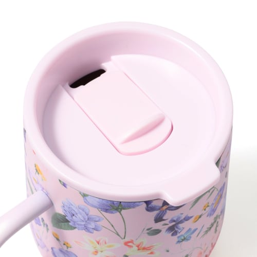 Francfranc Stainless Steel Thermos Mug with Lid, 320ml, Multi-Flower Pink, Double-Walled Vacuum Wall, Insulated for Hot and Cold Drinks, Perfect for t