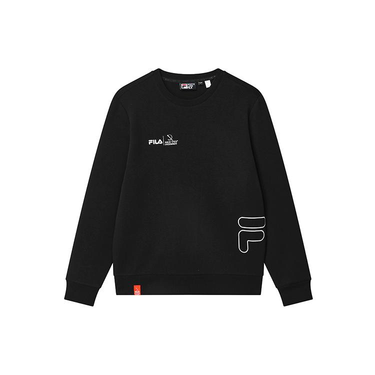 FILA Sweatshirts Men s Jet Black Crew Neck Moderate Regular F11M319202F-BK M