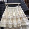 Women's High Waist White Ballet-Style Lace Puff Skirt: Anti-Exposure Short Skirt