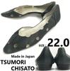 USED/Japan Low Heel Pumps 22 Black Dot Pattern