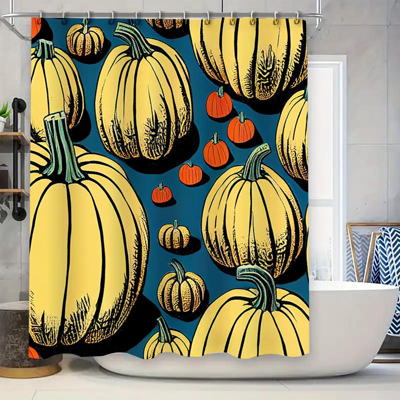 Tuniu Pumpkin Pattern Shower Curtain Unique Fall Halloween Decorative Bathroom Curtain For Home Decor