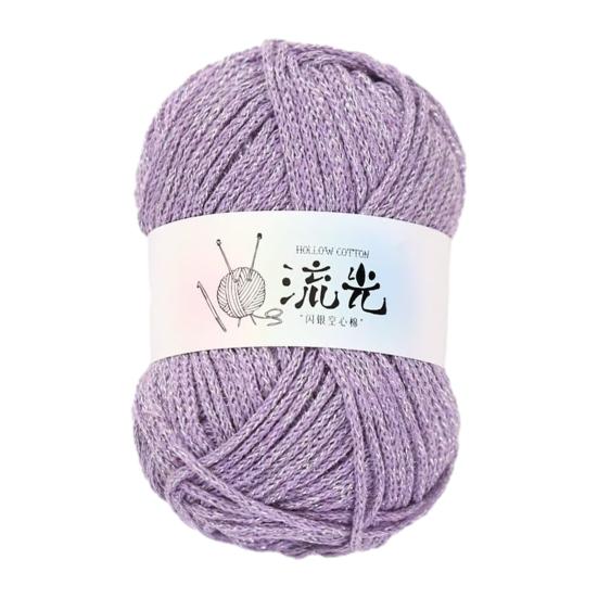 1.5MM Glitter Hollow Cotton Yarn Soft Thick Crocheting Knitting Yarn Handmade Crafts Pure Color Crochet Thread Skeins Beginners Knitting Lovers Gift