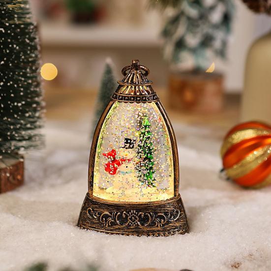 Christmas Snow Ball Lantern Bell Shape Swirling Glitter Christmas Lamp for Holiday Home Office Tabletop Decor