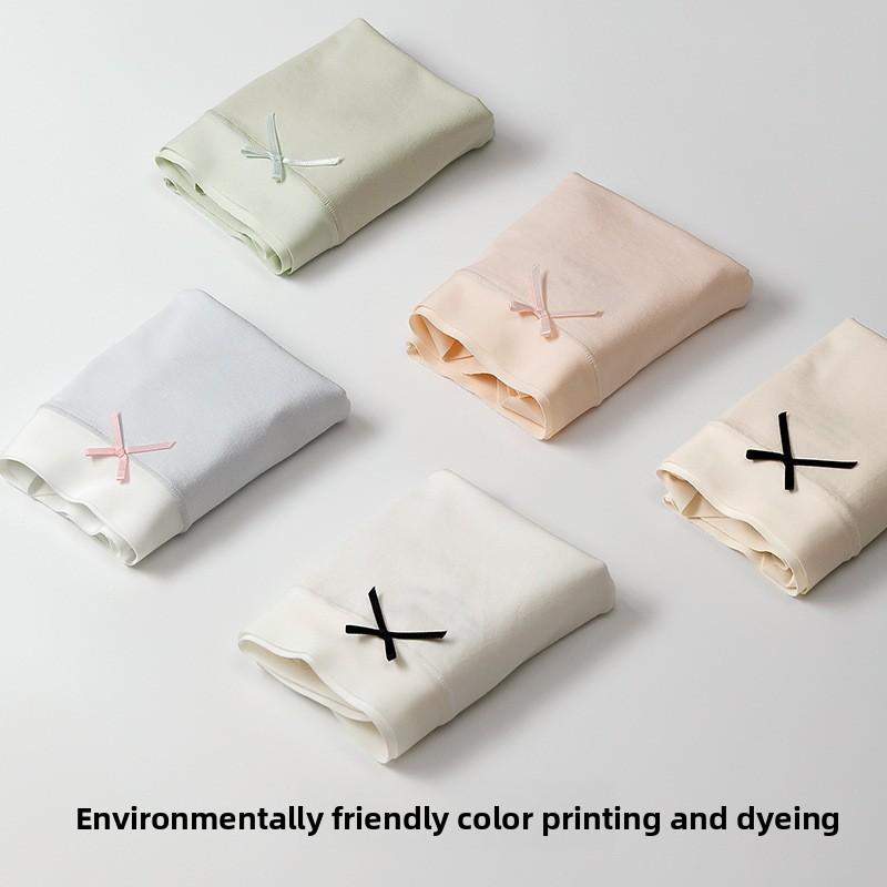 Women's Spring and Summer Pure Cotton 10A Class Antibacterial Extended Crotch Mid Waist Briefs