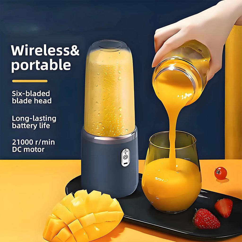 Portable Electric Fruit Juice Blenders 400ml Personal sized Mini Bottle Home USB rechargeable 6 Blades blender Machine Summer
