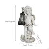 Angel Statue with Solar Lantern Backyard Decoration Collectibles Resin Cherub Figurine for Patio