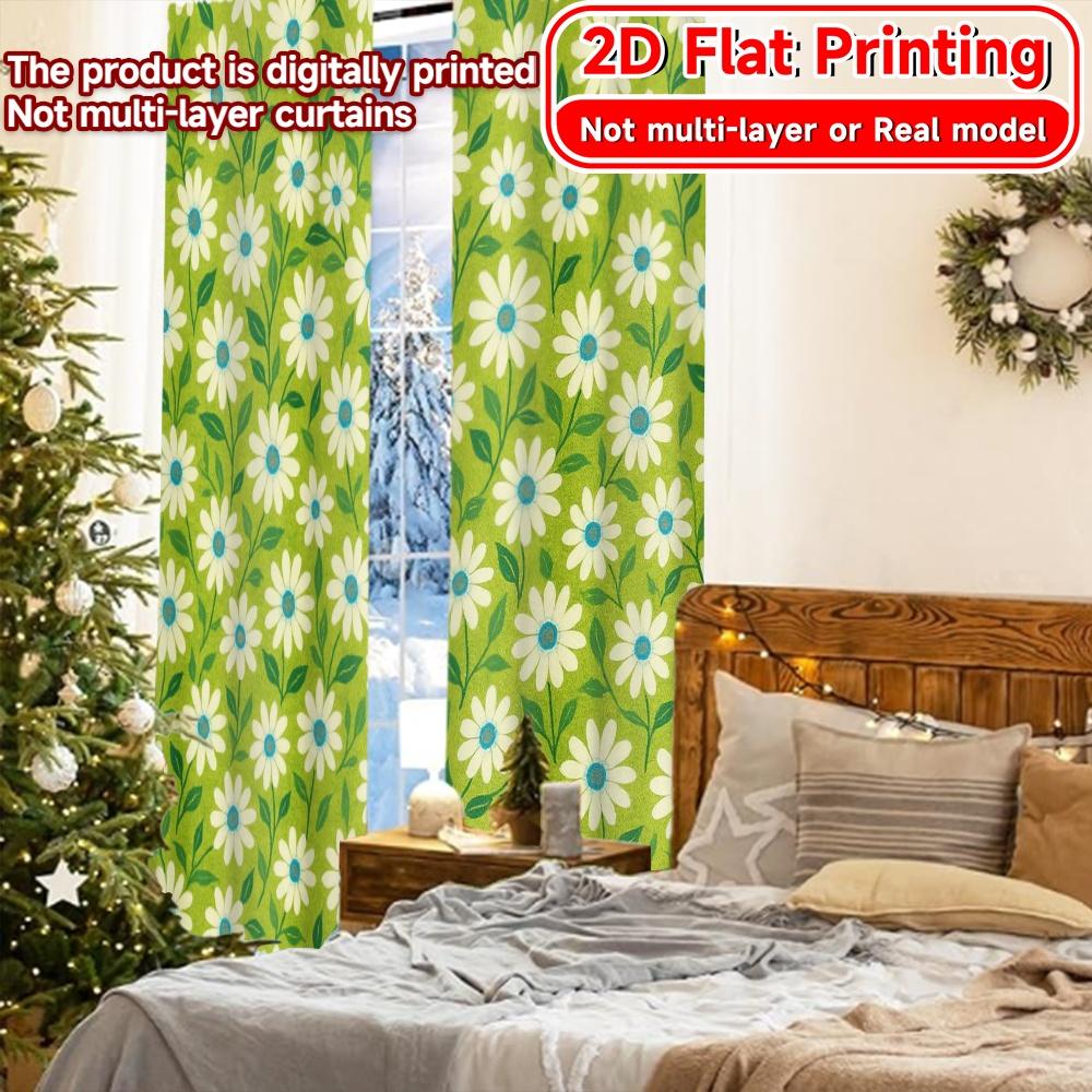 2pcs, 2D FLAT PRINTING Curtains (Without Rod) FloralFacade Holiday curtains Versatile Polyester Curtains Home Decor Perfect for