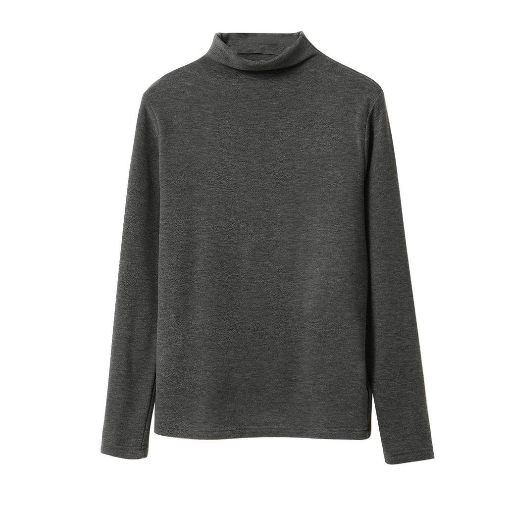 Women's Warm Long Sleeve Semi-High Collar Shirt - Autumn/Winter Style, Class A, 300g