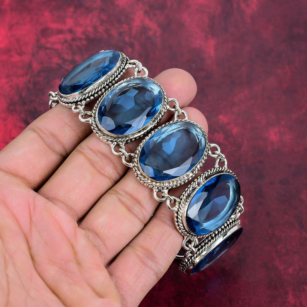 Tanzanite Gemstone Jewelry, 925 Solid Sterling Silver Bracelet Jewelry, Handmade Beautiful Jewelry With Adjustable Chain Bracelet For Her