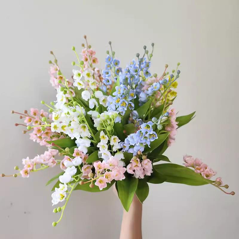 Flower Artificial Lily Of The Valley Realistic-Looking Fake Plants Wedding Table Centerpiece Home Festival Party Decor La Fête Du Muguet