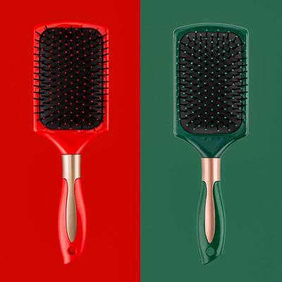 Dark Green and Bright Red Air Cushion Massage Comb for Straight and Curly Hair