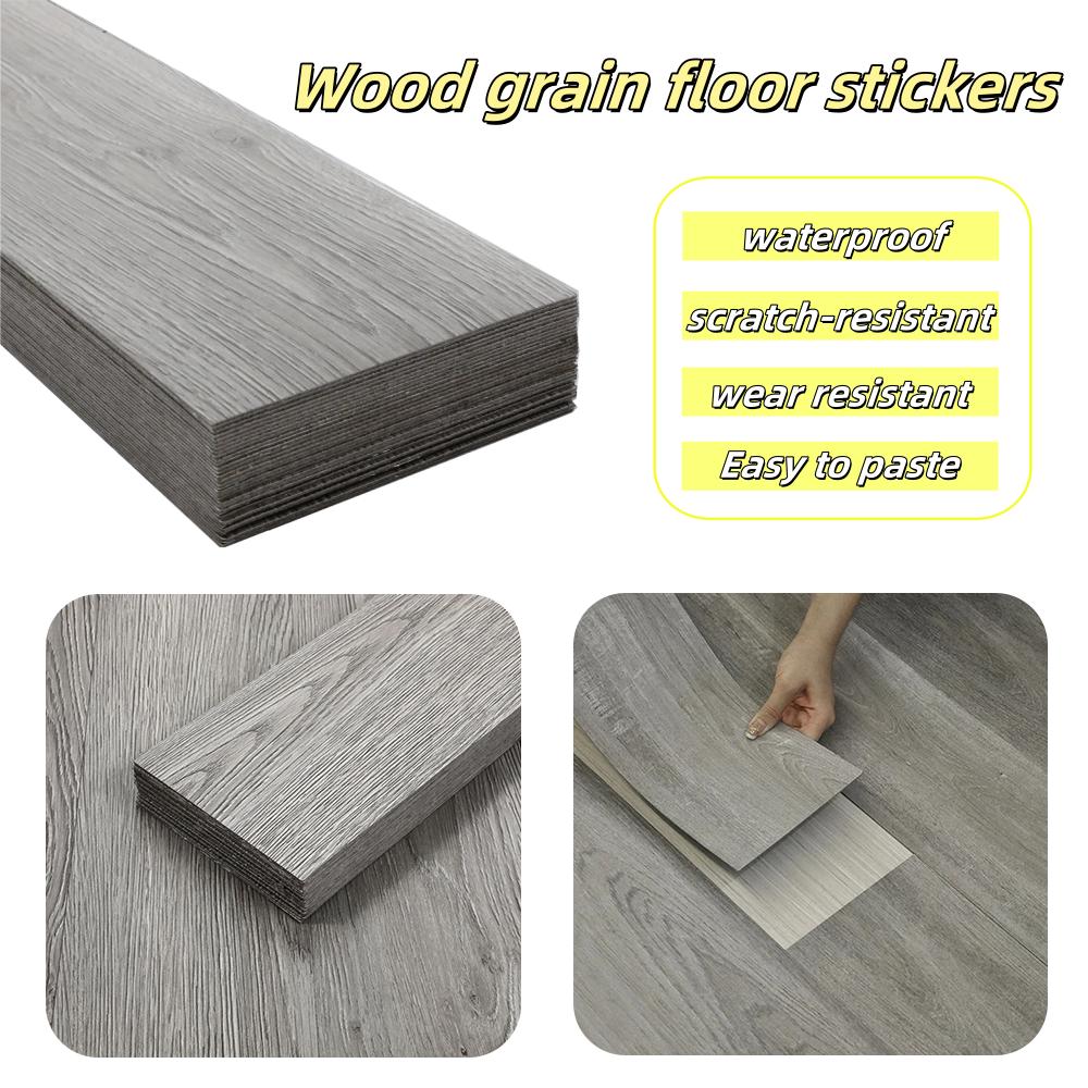 10pcs 40X15cm Self-adhesive Floor Stickers with Wood Grain Living Room,Home Office Wall/Floor Stickers Wear-resistant
