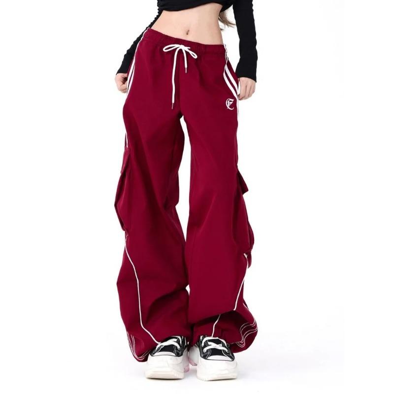 Y2k Vintage Streetwear Cargo Pants American Retro Casual High Street Hip Hop Striped Oversize Straight Trousers 2024