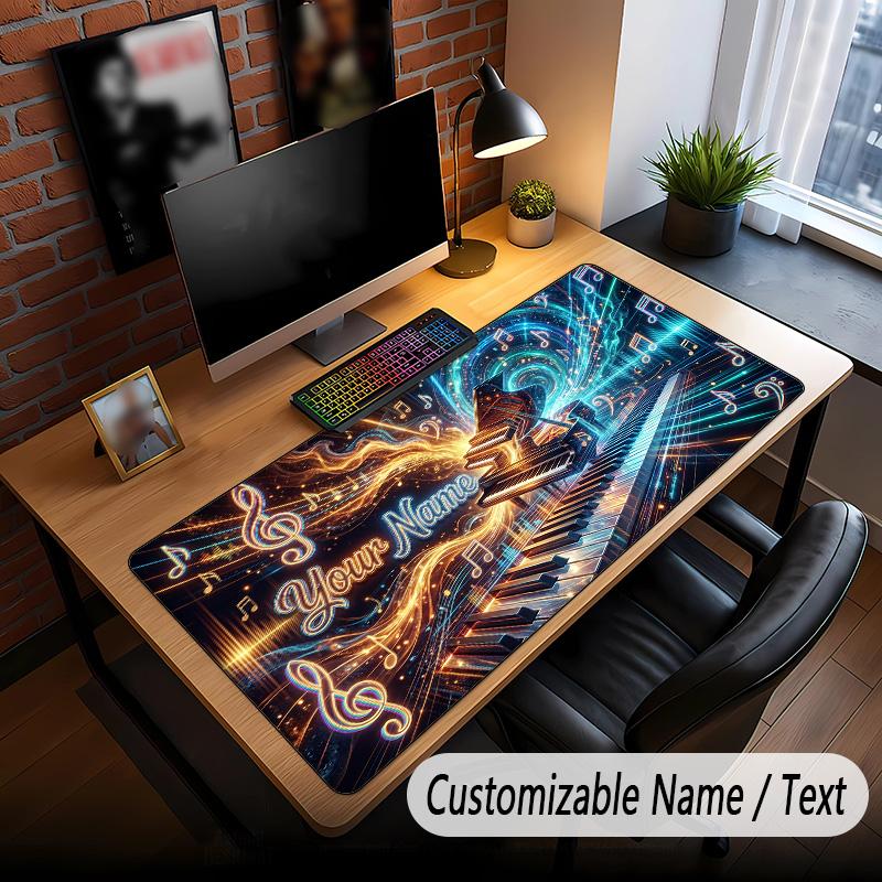 Music Piano Theme Custom Mouse Pad Personalized With Name Text Customized Desk Mat For Office Home Decor