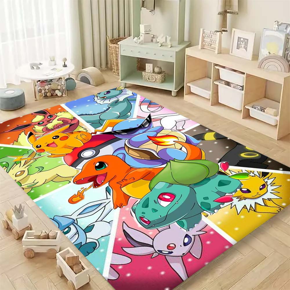 Pokémon-themed printed non-slip decorative rug, cute cartoon welcome mat, a great gift for friends and family.
