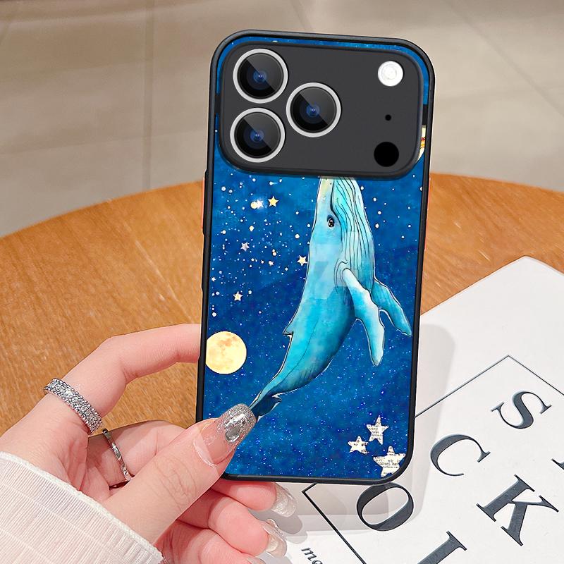 Starry Sky Blue Whale Phone Case For iPhone Air 16e 17 16 15 14 17 Pro Max 13 12 Pro 11 Shockproof Hard PC Soft Edge TPU Matte Cover