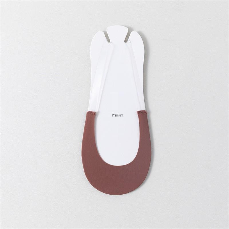 Invisible Ice Silk Low-Cut Boat Socks with Non-Slip Heel & Forefoot, Solid Color, Half-Palm Strap, Perfect for High Heels.