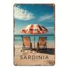 Room Decor Sardinia Italy Beach Scene Vintage Aluminum Wall Art Sign Durable Easy To Hang Unique Design with Decorative Met