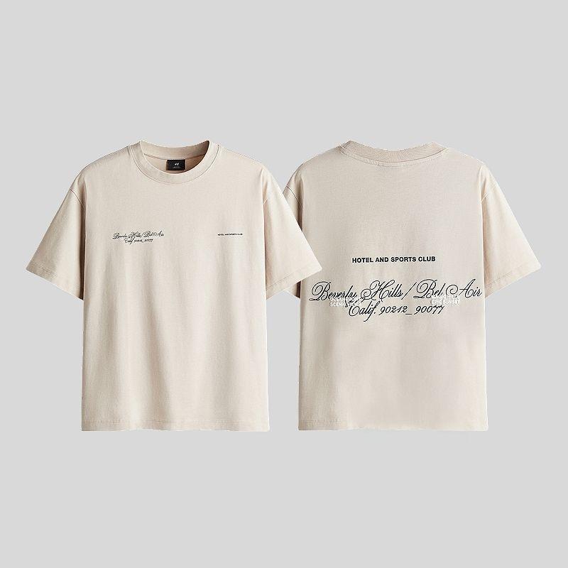 

HM Мужская одежда 2025 Лето Новое поступление Футболка с принтом Хлопок Средний вес Со спущенным плечом Свободный крой Короткий рукав Топы 1227157