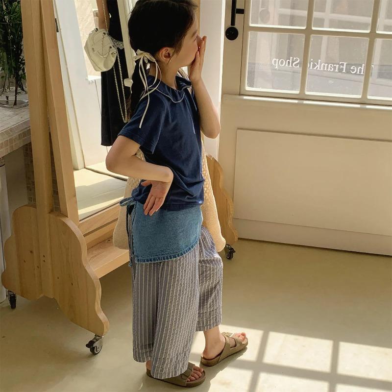 Mädchen Sommer Leinen Mückenschutz Caprihosen Koreanischer Stil Atmungsaktiv Elastischer Bund Kleinkind Kinder Outdoor Kleidung