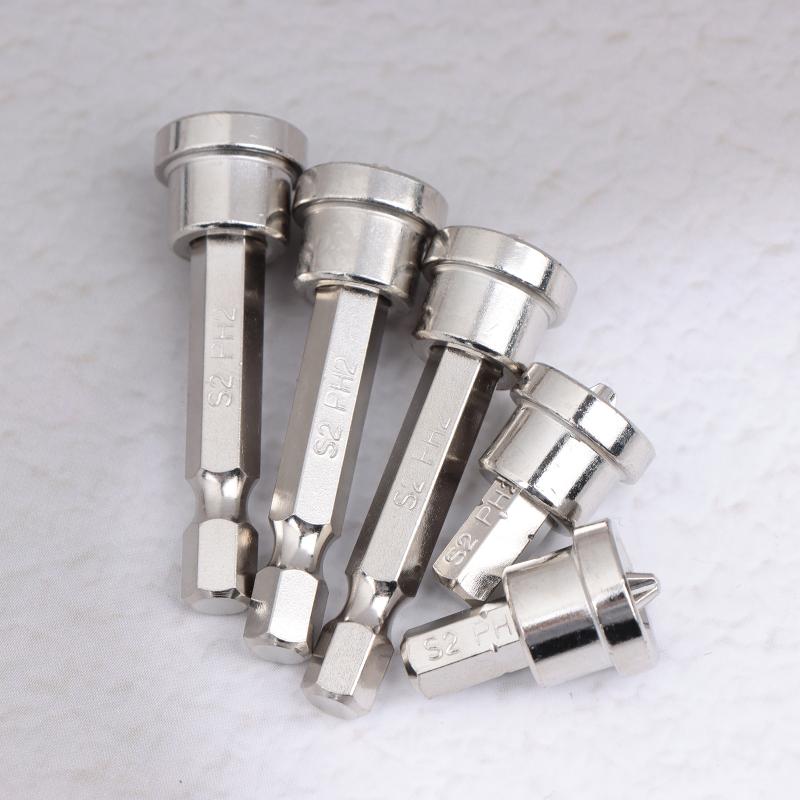 Ensemble de 2 embouts de tournevis Ph2 25 mm + 3 embouts 50 mm pour plaques de plâtre, panneaux de bois, limiteur de profondeur, embouts cruciformes, têtes cruciformes non magnétiques