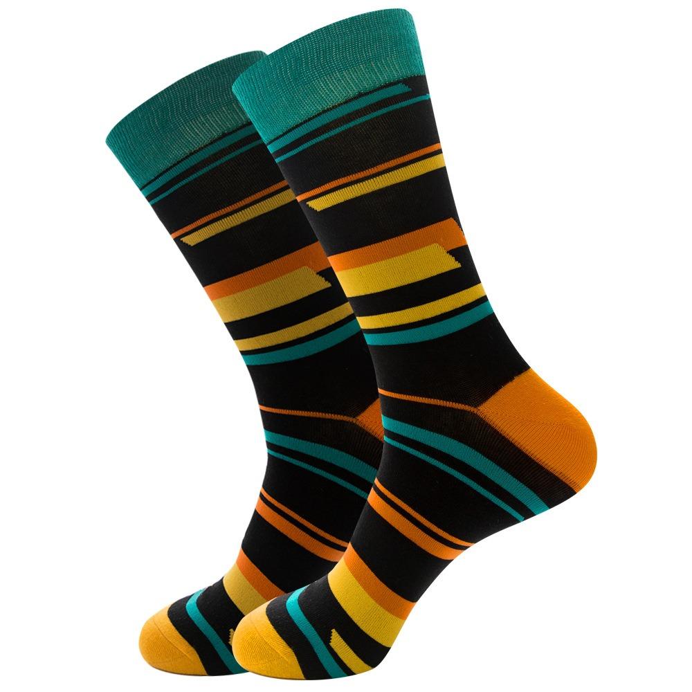 Striped multicolor street skateboarding funny socks for men and women
