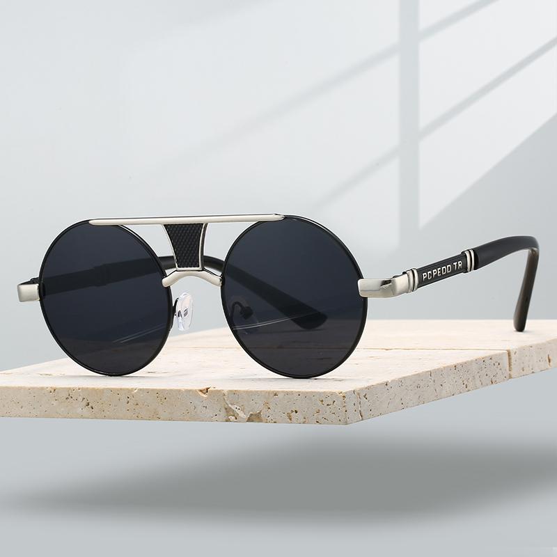 Vintage Round Sunglasses Men Retro Fashion Double Bridge Casual Shades Women Trendy Luxury Brand Design Decor Sun Glasses
