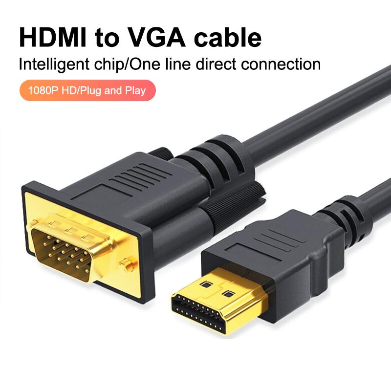 Hdmi-Compatible To Vga Adapter Connecto Line Converter Cable 1.8M Fhd 1920*1080P For Desktop Laptop Pc Tv Monitor Projector