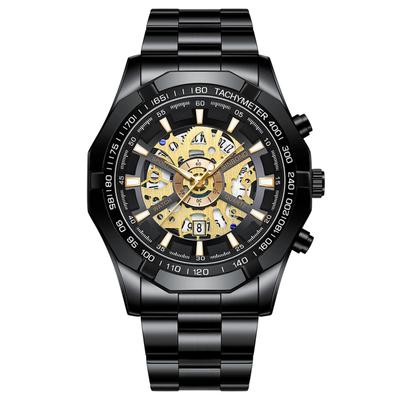 Relógio Preto com 3ATM Resistência à Água Luminous Analógico de Aço Inoxidável e Movimento a Quartzo Perfeito para ou como Presente para ou Seu Namorado Calendário Masculino, Resistência,