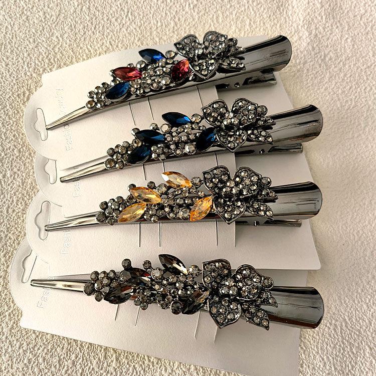 

Large Temperament Rhinestone Retro Hair Clip - Women s Updo Accessory серый