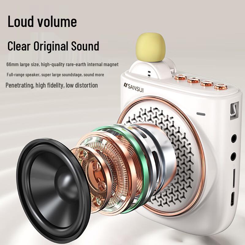SANSUI MV10 Wireless Portable Voice Amplifier with Lapel Mic CN plug (adapter included) (CN version)