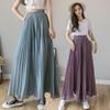 Sommer weite Hosen für Damen lässig elastisch hohe Taille locker lang gefaltete Hose Hosen Femme