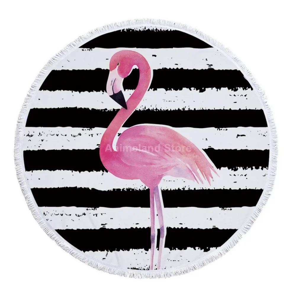 Black 3D Tiger Round Beach Towel Animal Theme Bath Towel Microfiber Fabric Size Swimming Travel Sport Adult Beach Towel