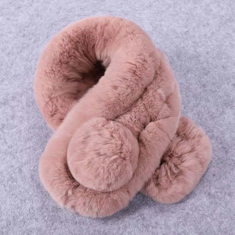 Dámsky zimný teplý šál Móda All-match Thickening Plus Velvet Faux Fur Scarf Women