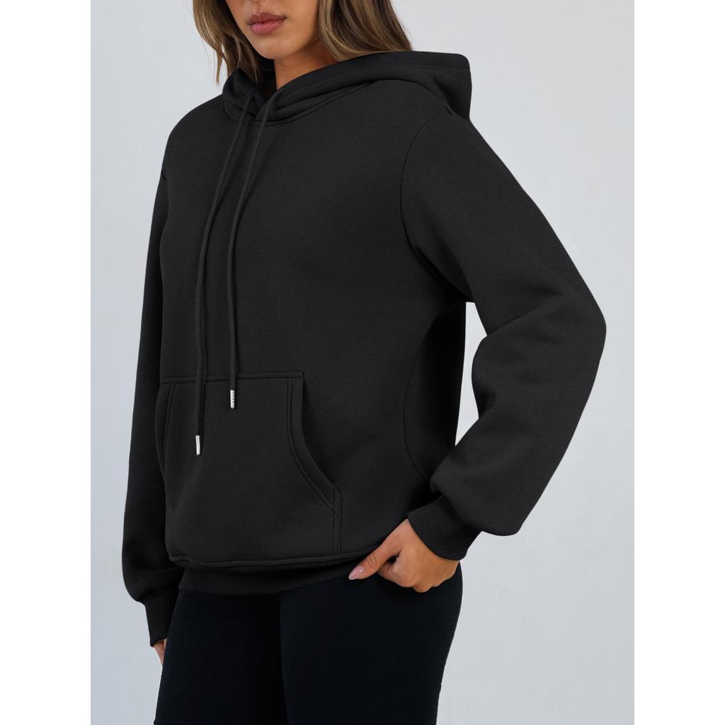 Women's Fashion Winter Solid Color Long Sleeve Hooded Fleece Sweatshirt