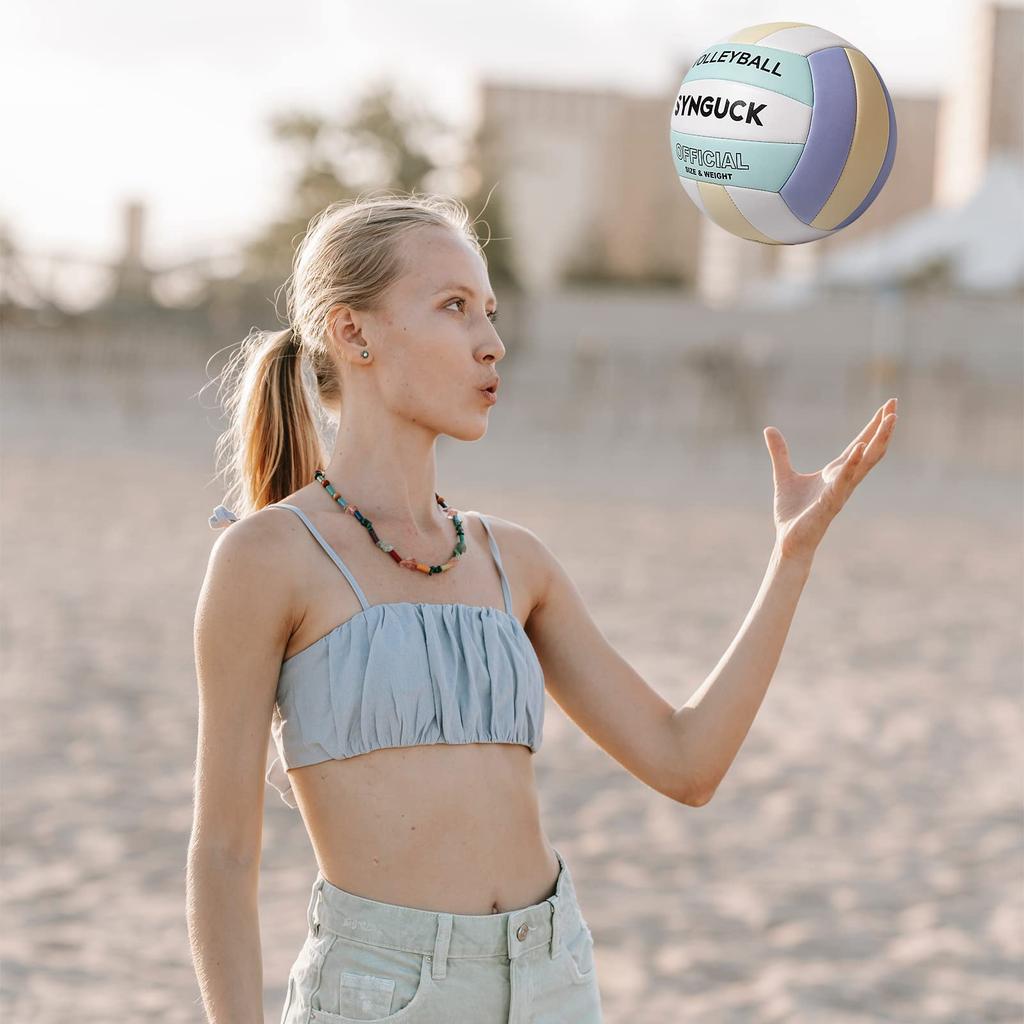 SYNGUCK Größe Weicher Weicher Volleyball mit PU für Hoch und und für den Beachvolleyball, 5, Volleyball, 5-Zoll Leder, Übung, Schule, Hochschule, Erwachsene,