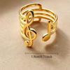 European and American Luxury Double Layer Gold Music Note Stainless Steel Open Ring