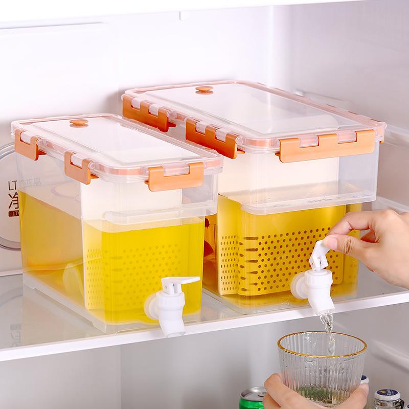 Plastic Cold Kettle Food Grade Refrigerator With Faucet  3.5L-6L Cold Water Bucket Cold Juice Bucket Large Capacity Cold Water Bucket